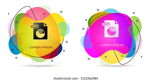 Color PPT file document. Download ppt button icon isolated on white background. PPT file presentation. Abstract banner with liquid shapes. Vector Illustration
