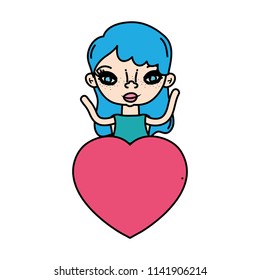 color pretty woman with blouse and heart love