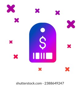 Color Price tag with dollar icon isolated on white background. Badge for price. Sale with dollar symbol. Promo tag discount. Gradient random dynamic shapes. Vector