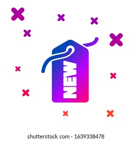 Color Price tag with an inscription New icon isolated on white background. Badge for price. Promo tag discount. Gradient random dynamic shapes. Vector Illustration