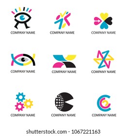 Color Print, cmyk colors icons.
Set of color print icons usefull for logos.Vector available. 
