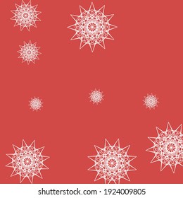 Composición de vacaciones oscuras de impresión en color. Copos de nieve Caótica Navidad Año Nuevo Mandala Diseño Foto. La Noche Gris Satánica De Invierno Calcula El Fondo Del Cielo. Patrón de Nieve de las estrellas negras de Santa Ornamental.