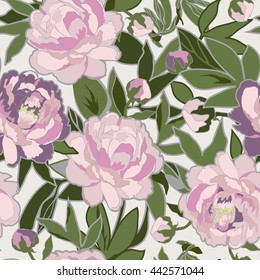 color print with pink peonies