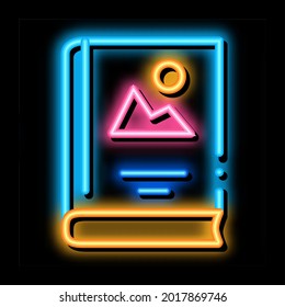 color printed book neon light sign vector. Glowing bright icon color printed book sign. transparent symbol illustration