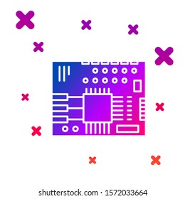 Color Printed circuit board PCB icon isolated on white background. Gradient random dynamic shapes. Vector Illustration