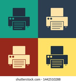 Color Printer icon isolated on color background. Vintage style drawing. Vector Illustration