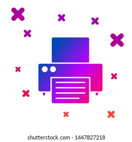 Color Printer icon isolated on white background. Gradient random dynamic shapes. Vector Illustration
