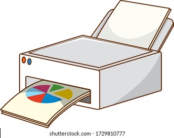 Color printer machine on white background illustration