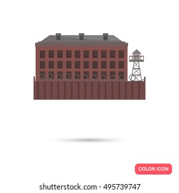 Color prison building flat icon. Stock Vector icon. Illustration for web and mobile design