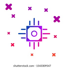 Color Processor icon isolated on white background. CPU, central processing unit, microchip, microcircuit, computer processor, chip. Gradient random dynamic shapes. Vector Illustration