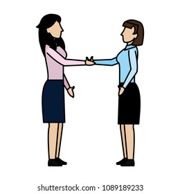 color professional businesswoman success shaking hands