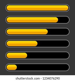 Color Progress Bar Set on Dark Background. Vector