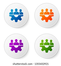 Color Project team base icon isolated on white background. Business analysis and planning, consulting, team work, project management. Developers. Set color icon in circle buttons. Vector Illustration