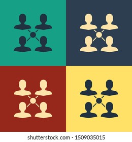Color Project team base icon isolated on color background. Business analysis and planning, consulting, team work, project management. Vintage style drawing. Vector Illustration