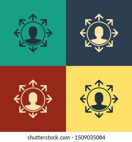Color Project team base icon isolated on color background. Business analysis and planning, consulting, team work, project management. Vintage style drawing. Vector Illustration