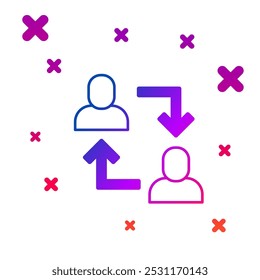 Icono de la base del equipo del proyecto del color aislado en el fondo blanco. Análisis y planificación de negocio, consultoría, trabajo en equipo, gestión de proyectos. Formas dinámicas aleatorias de degradado. Vector