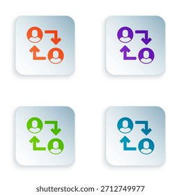 Color Project team base icon isolated on white background. Business analysis and planning, consulting, team work, project management. Set colorful icons in square buttons. Vector