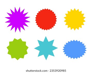 Color promo seal pricetag vector sticker stamp. Callout flash star tag icon sale promotion round shape icon