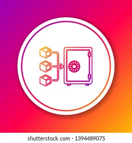 Color Proof of stake line icon isolated on color background. Cryptocurrency economy and finance collection. Circle white button. Vector Illustration