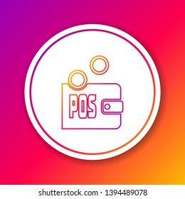 Color Proof of stake line icon isolated on color background. Cryptocurrency economy and finance collection. Circle white button. Vector Illustration