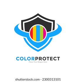 Color protect with shield logo vector design. Suitable for business, cleaning, laundry and technology 