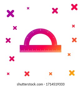 Color Protractor grid for measuring degrees icon isolated on white background. Tilt angle meter. Measuring tool. Geometric symbol. Gradient random dynamic shapes. Vector Illustration