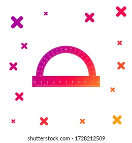 Color Protractor grid for measuring degrees icon isolated on white background. Tilt angle meter. Measuring tool. Geometric symbol. Gradient random dynamic shapes. Vector Illustration