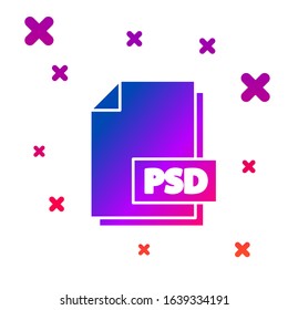 Color PSD file document. Download psd button icon isolated on white background. PSD file symbol. Gradient random dynamic shapes. Vector Illustration