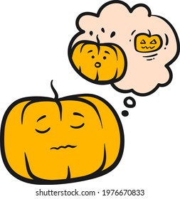 Color pumpkin characters drawing vector illustration