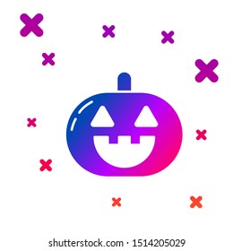 Color Pumpkin icon isolated on white background. Happy Halloween party. Gradient random dynamic shapes. Vector Illustration