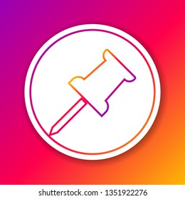 Color Push pin line icon isolated on color background. Thumbtacks sign. Circle white button. Vector Illustration