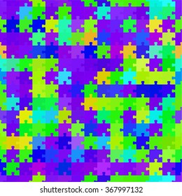 Color puzzle background . Vector jigsaw puzzle pattern (print, background, wallpaper, swatch) - vector illustration