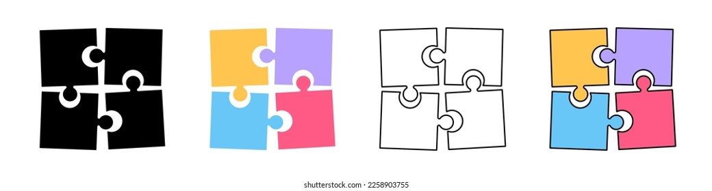 Farbpuzzle auf weißer, einfacher Illustration