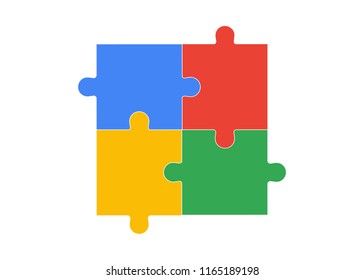 Color Puzzle set of five pieces. Puzzle vector