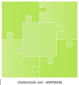 Color Puzzle Set Of Five Pieces. Vector Illustration