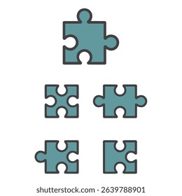 Color Puzzles grid icon vector set