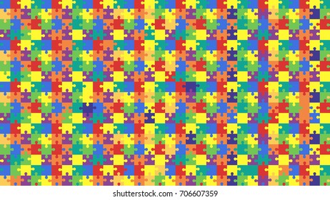 Color Puzzles Pieces Arranged in a Rectangle