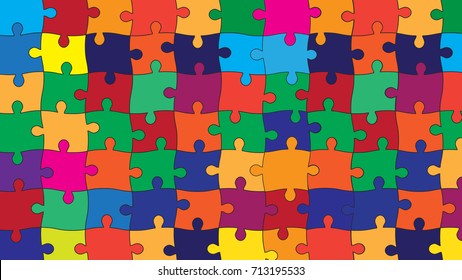 Color Puzzles Pieces Arranged in a Rectangle
