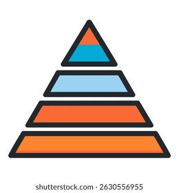 Camadas de pirâmide de cores representam a progressão na ilustração abstrata