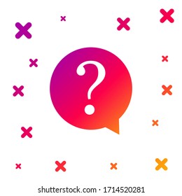 Color Question mark in circle icon on white background. Hazard warning symbol. FAQ sign. Copy files, chat speech bubble and chart web icons. Gradient random dynamic shapes. Vector Illustration