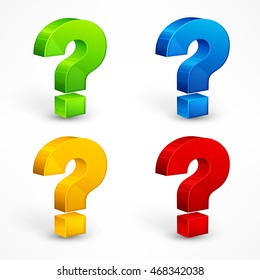 Color question mark set on white. Vector illustration