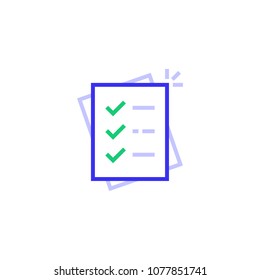 color questionnaire thin line logo. linear flat trend modern hr exam logotype graphic outline design isolated on white background. concept of test result or select question and fill agreement form