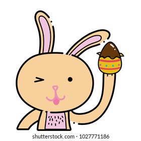 color rabbit animal with egg easter design