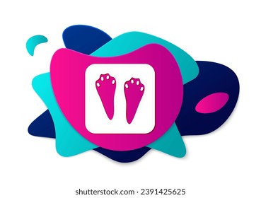 Color Rabbit and hare paw footprint icon isolated on white background. Abstract banner with liquid shapes. Vector