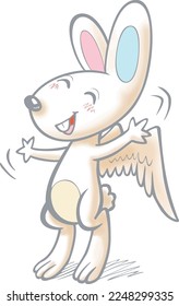 Color rabbit with wings,
Passionate, direct, love to share,
With just a little throb, he can fly into the sky.
