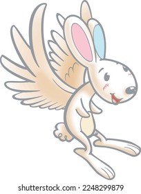 Color rabbit with wings,
Passionate, direct, love to share,
With just a little throb, he can fly into the sky.
