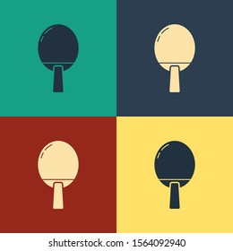 Color Racket for playing table tennis icon isolated on color background. Vintage style drawing. Vector Illustration