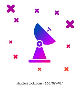 Color Radar icon isolated on white background. Search system. Satellite sign. Gradient random dynamic shapes. Vector Illustration