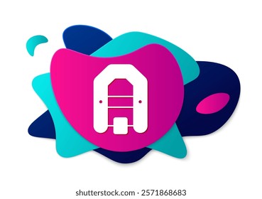 Color Rafting boat icon isolated on white background. Inflatable boat with paddles. Water sports, extreme sports, holiday, vacation. Abstract banner with liquid shapes. Vector