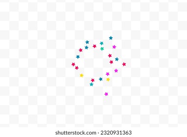 Color Rain Carnaval Vector Transparent Background. Decoration Starfall Postcard. Festive Constellation Card. Rainbow Stars Celebration Pattern.